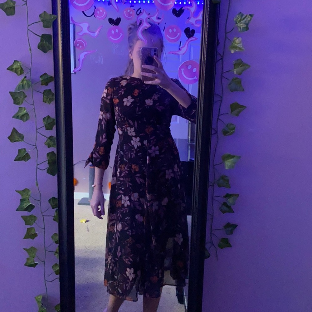 I.Madeline floral sheer dress (with slip under)